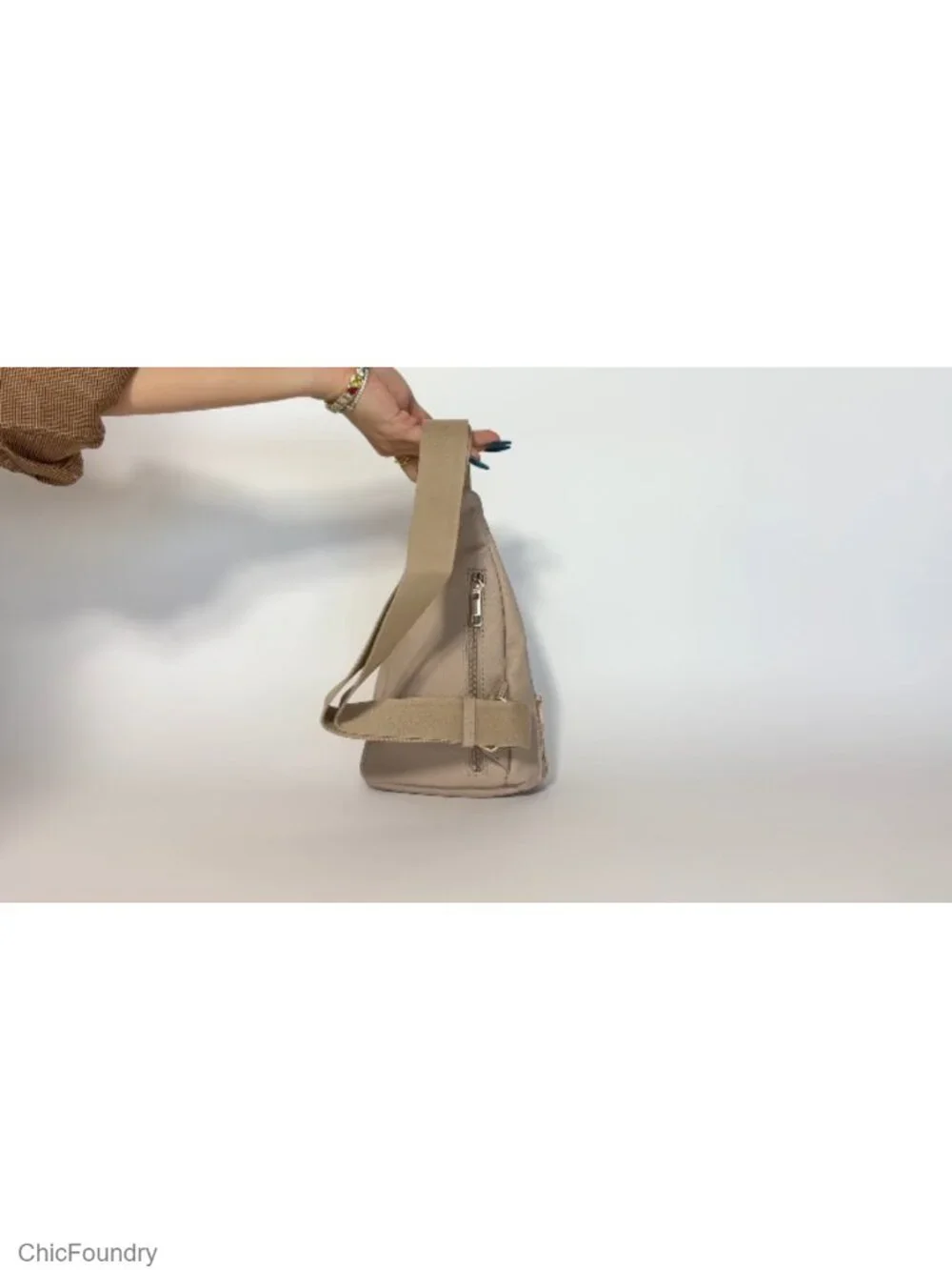 Faux Leather Triangle Sling Bag with Adjustable Strap, 3 Card Slots